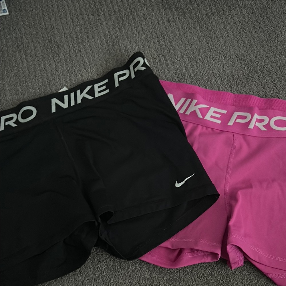 Nike Pro Women's Athletic Shorts - Black and Pink